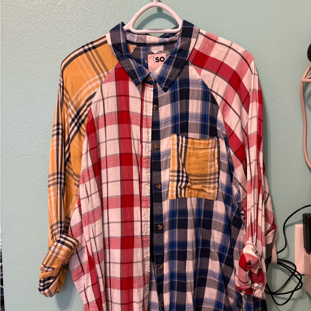 SO Multicolor Plaid Shirt with Pocket